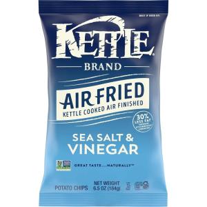 Kettle Brand Potato Chips, Air Fried Sea Salt and Vinegar Kettle Chips, 6.5 Oz (Pack of 12)(Sea Salt and Vinegar)