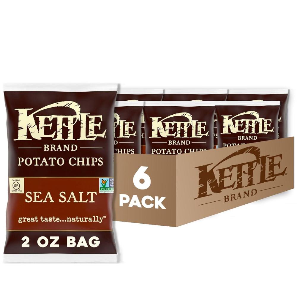 image:imageKettle Brand Potato Chips Krinkle Cut Dill Pickle Kettle Chips Snack Bag 2 Oz Pack of 6Sea Salt