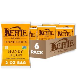 Kettle Brand Potato Chips, Krinkle Cut, Dill Pickle Kettle Chips, Snack Bag 2 Oz (Pack of 6)(Honey Dijon)