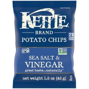 Kettle Brand Potato Chips, Krinkle Cut, Salt & Fresh Ground Pepper Kettle Chips, 1.5 Oz (Pack of 24)(Salt And Vinegar)