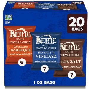 Kettle Brand Potato Chips, Krinkle Cut, Salt & Fresh Ground Pepper Kettle Chips, 1.5 Oz (Pack of 24)(Variety Pack 2)
