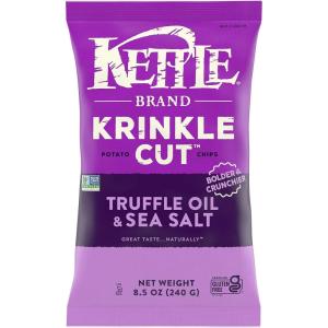 Kettle Brand Potato Chips, Krinkle Cut, Truffle Oil and Sea Salt Kettle Chips, 8.5 Oz (Pack of 12)(Salted)