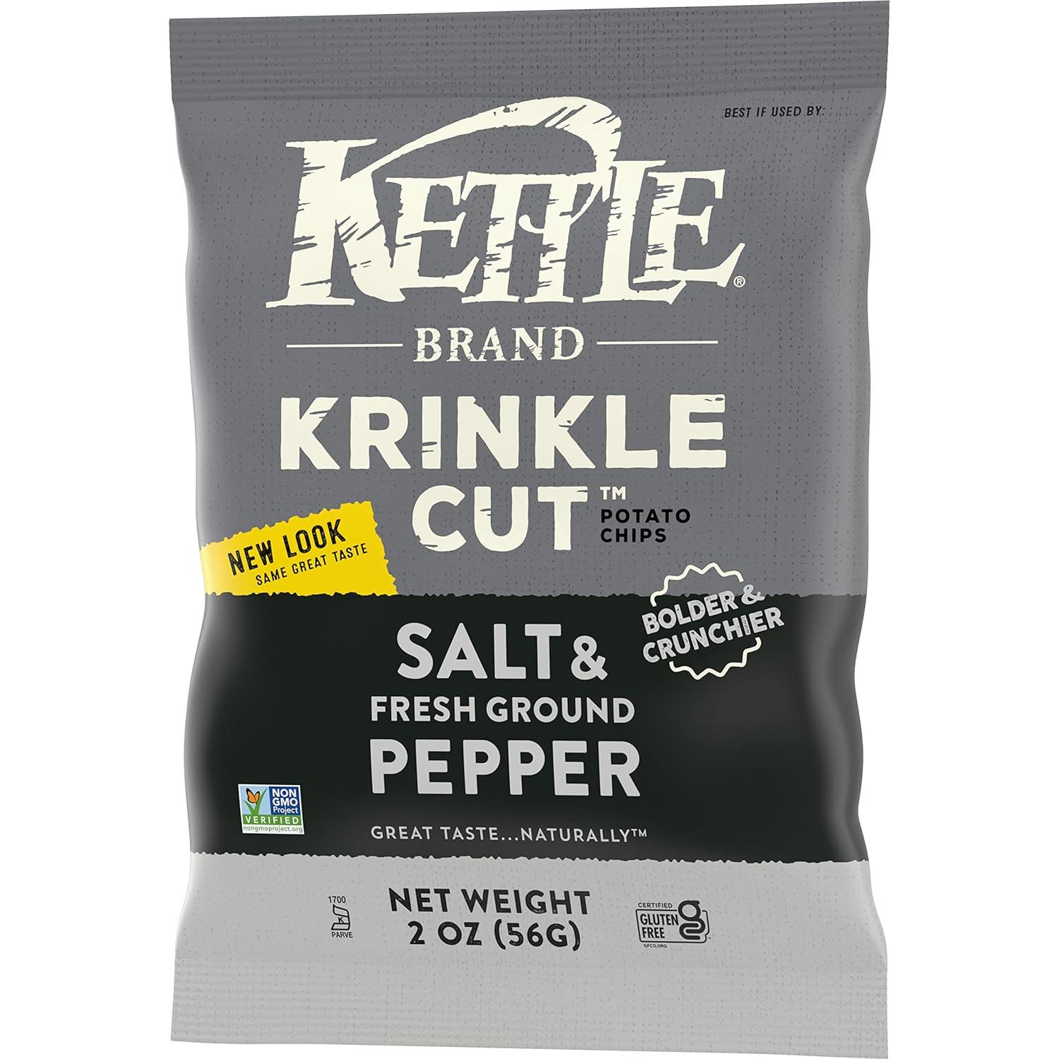 image:imageKettle Brand Krinkle Cut Salt and Fresh Ground Pepper Kettle Potato Chips GlutenFree NonGMO 75 oz BagKrinkle Cut Salt Fresh Ground Pepper