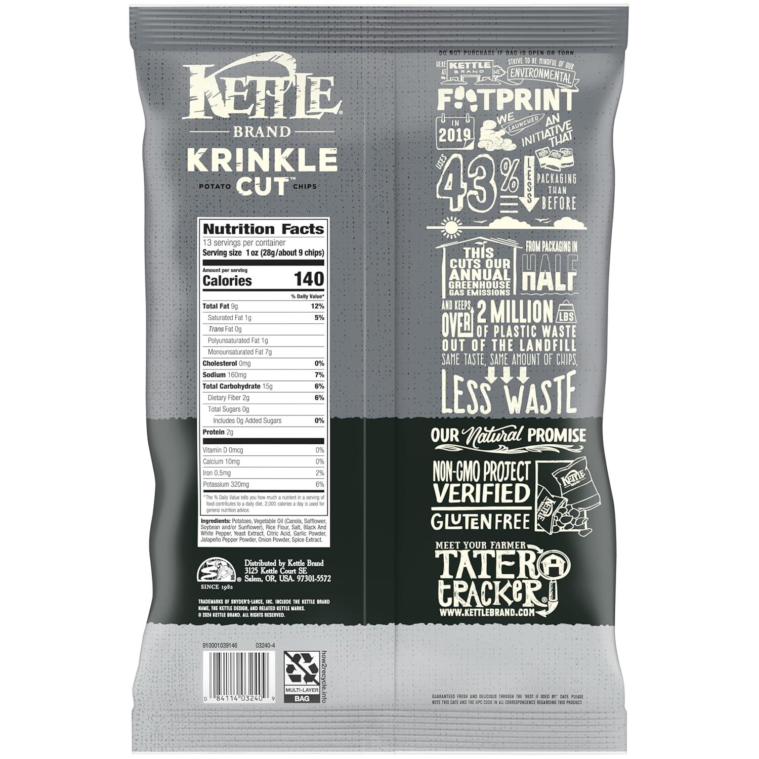 image:imageKettle Brand Krinkle Cut Salt and Fresh Ground Pepper Kettle Potato Chips GlutenFree NonGMO 75 oz BagKrinkle Cut Salt Fresh Ground Pepper