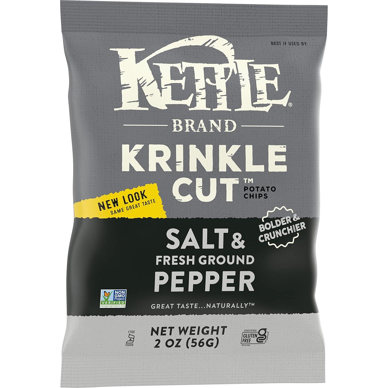 image:imageKettle Brand Krinkle Cut Salt and Fresh Ground Pepper Kettle Potato Chips GlutenFree NonGMO 75 oz BagKrinkle Cut Salt Fresh Ground Pepper