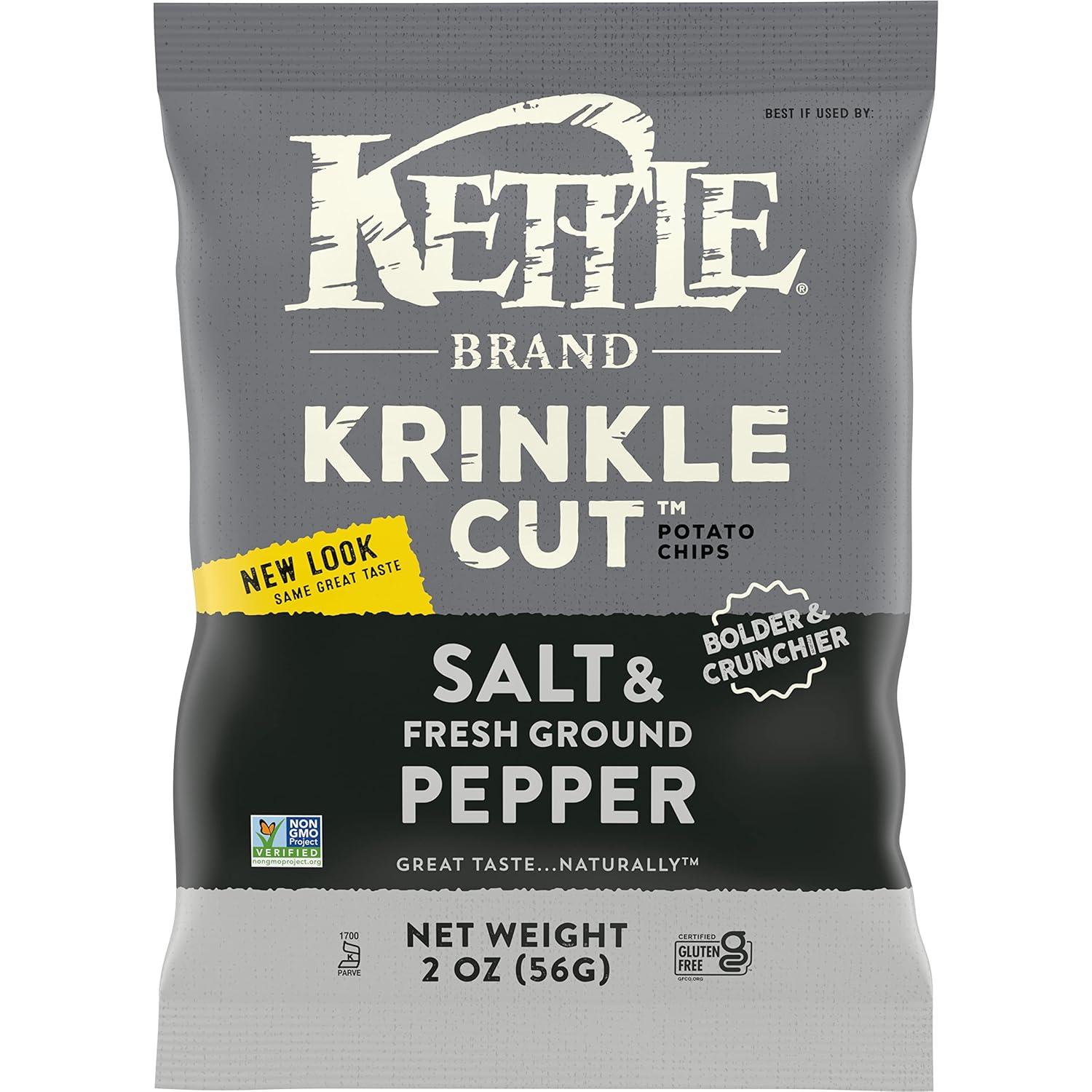 image:imageKettle Brand Krinkle Cut Salt and Fresh Ground Pepper Kettle Potato Chips GlutenFree NonGMO 75 oz BagKrinkle Cut Salt Fresh Ground Pepper