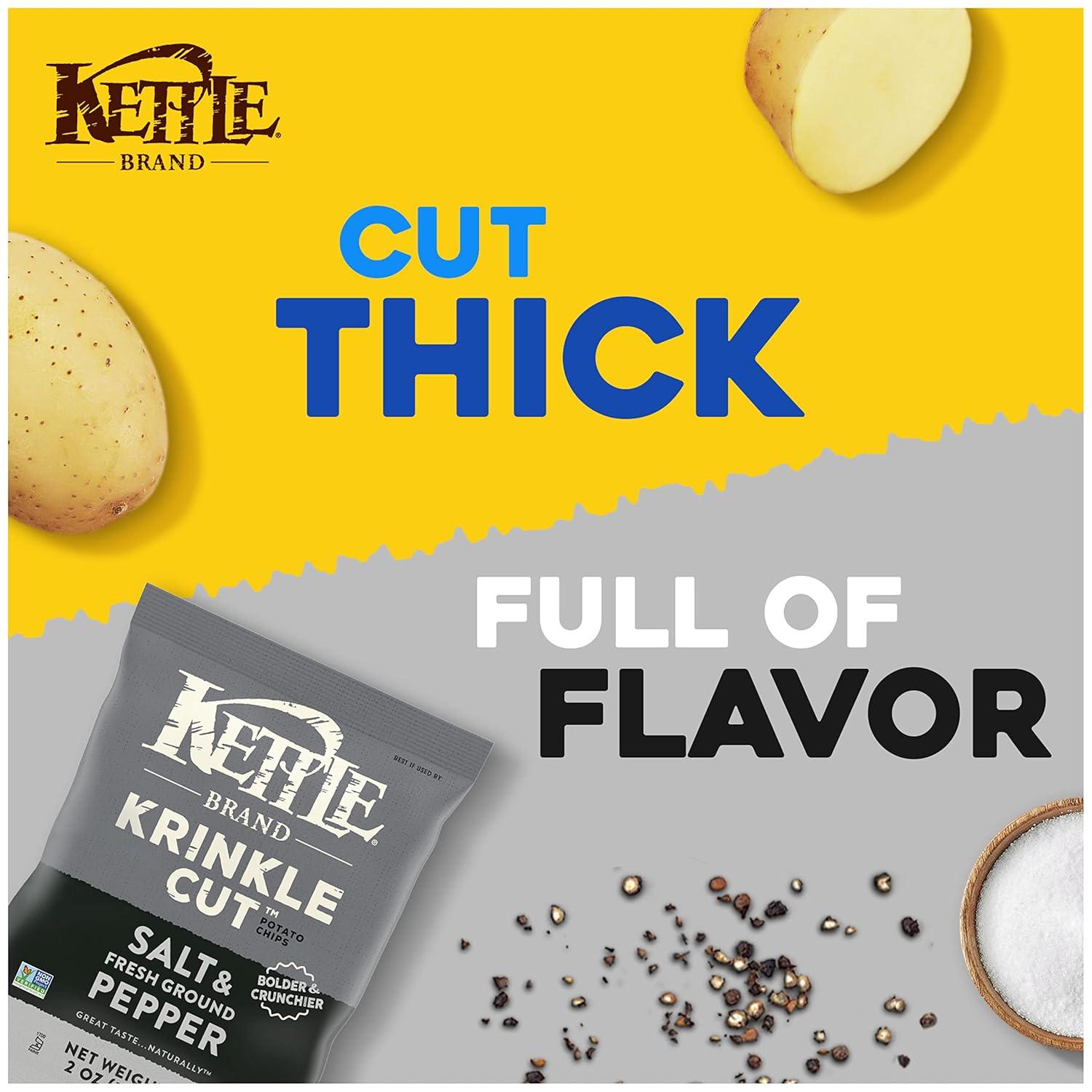 image:imageKettle Brand Krinkle Cut Salt and Fresh Ground Pepper Kettle Potato Chips GlutenFree NonGMO 75 oz BagKrinkle Cut Salt Fresh Ground Pepper
