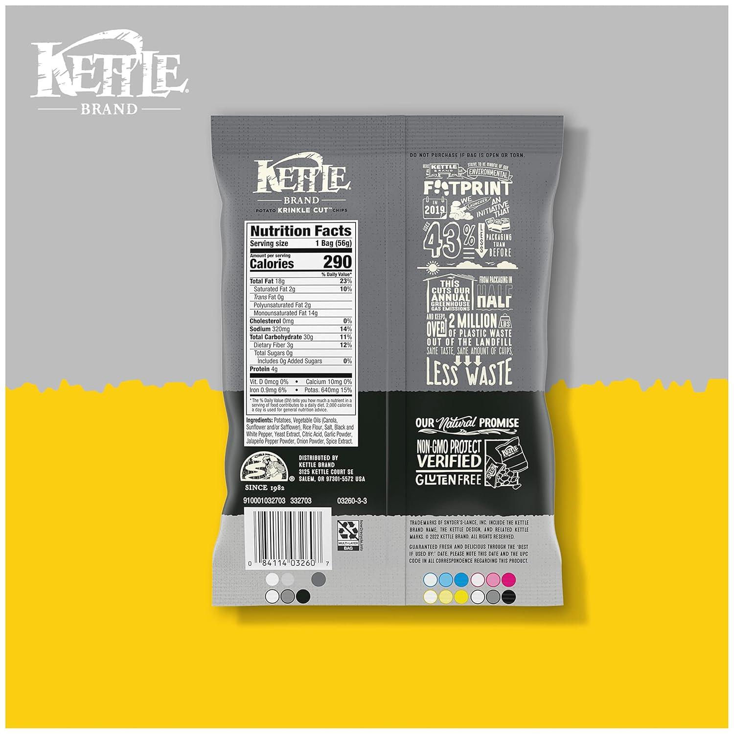image:imageKettle Brand Krinkle Cut Salt and Fresh Ground Pepper Kettle Potato Chips GlutenFree NonGMO 75 oz BagKrinkle Cut Salt Fresh Ground Pepper