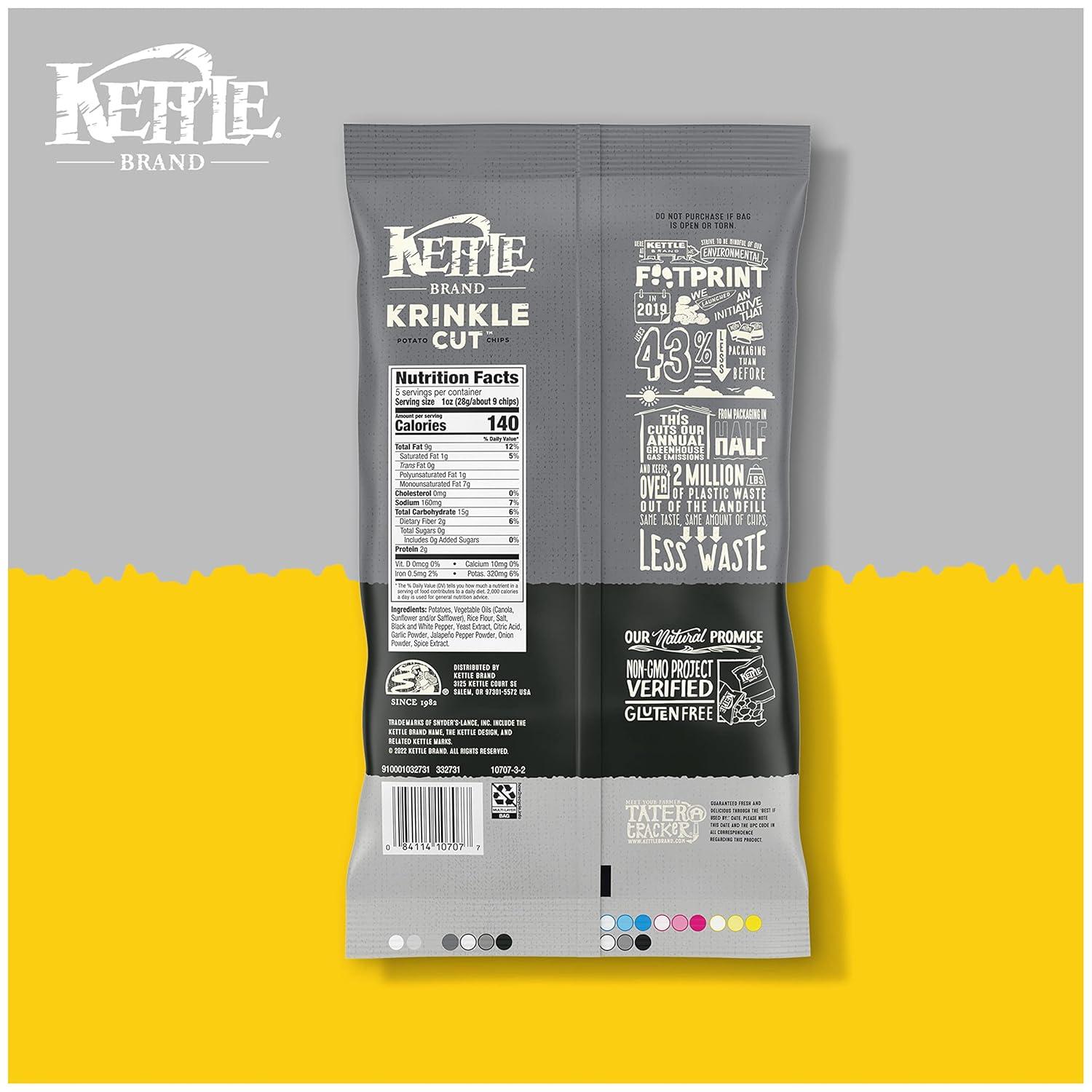 image:imageKettle Brand Krinkle Cut Salt and Fresh Ground Pepper Kettle Potato Chips GlutenFree NonGMO 75 oz BagSalt and Fresh Ground Pepper