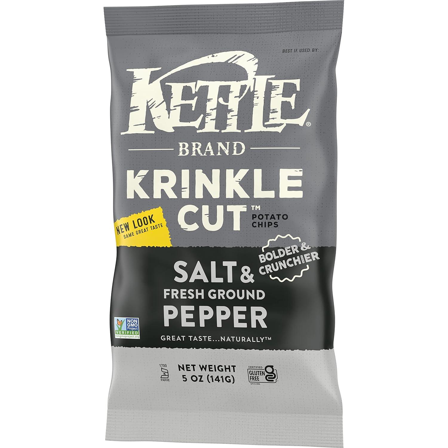 image:imageKettle Brand Krinkle Cut Salt and Fresh Ground Pepper Kettle Potato Chips GlutenFree NonGMO 75 oz BagSalt and Fresh Ground Pepper