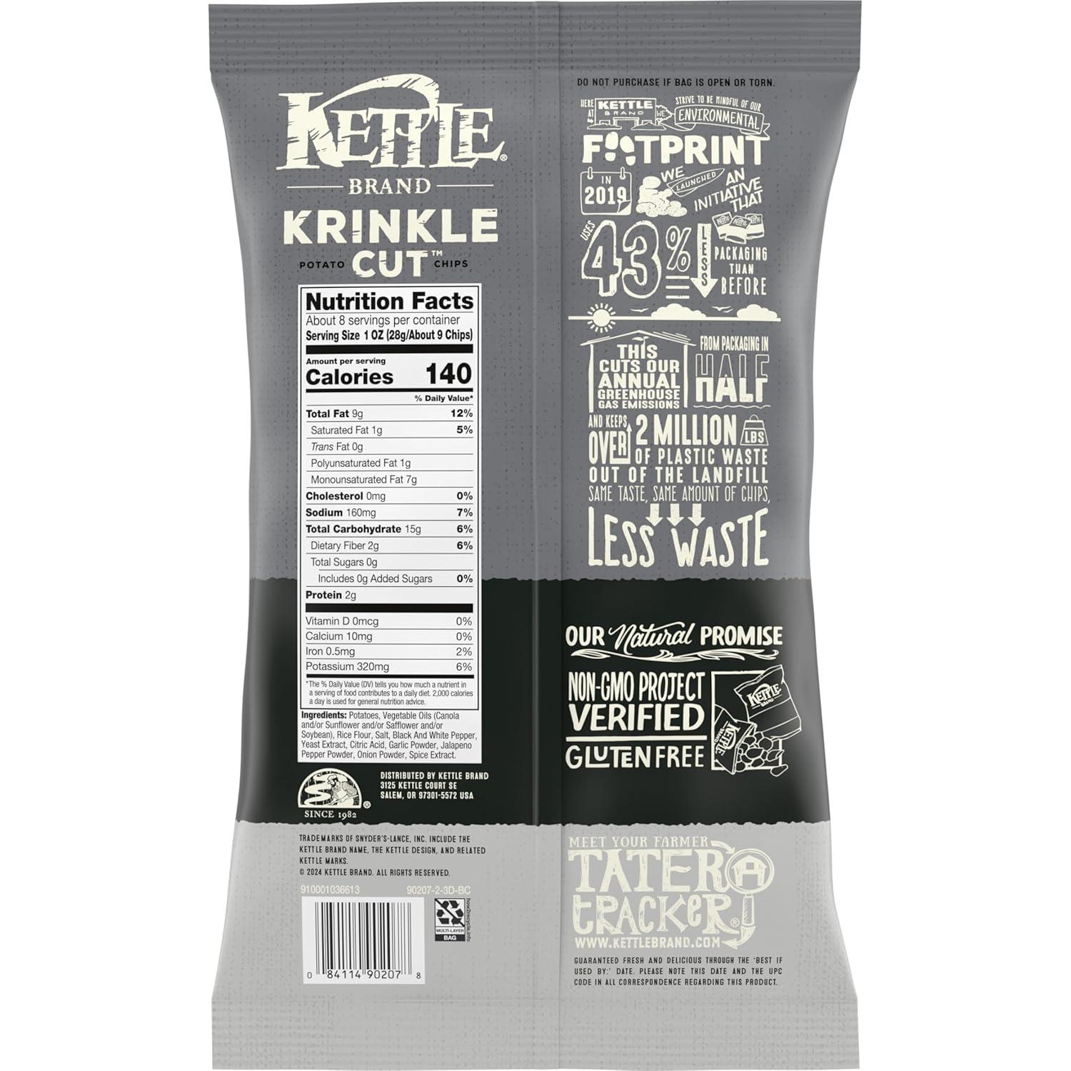 image:imageKettle Brand Krinkle Cut Salt and Fresh Ground Pepper Kettle Potato Chips GlutenFree NonGMO 75 oz BagSalt and Pepper