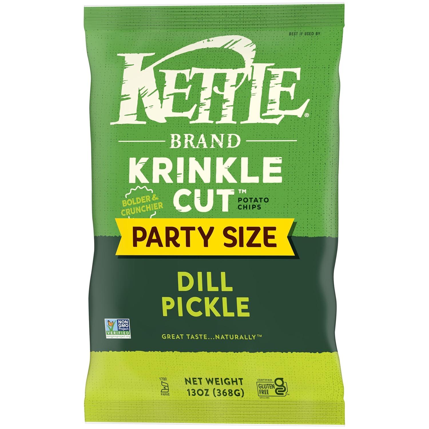 image:imageKettle Brand Potato Chips Krinkle Cut Dill Pickle Kettle Chips Party Size 13 Oz