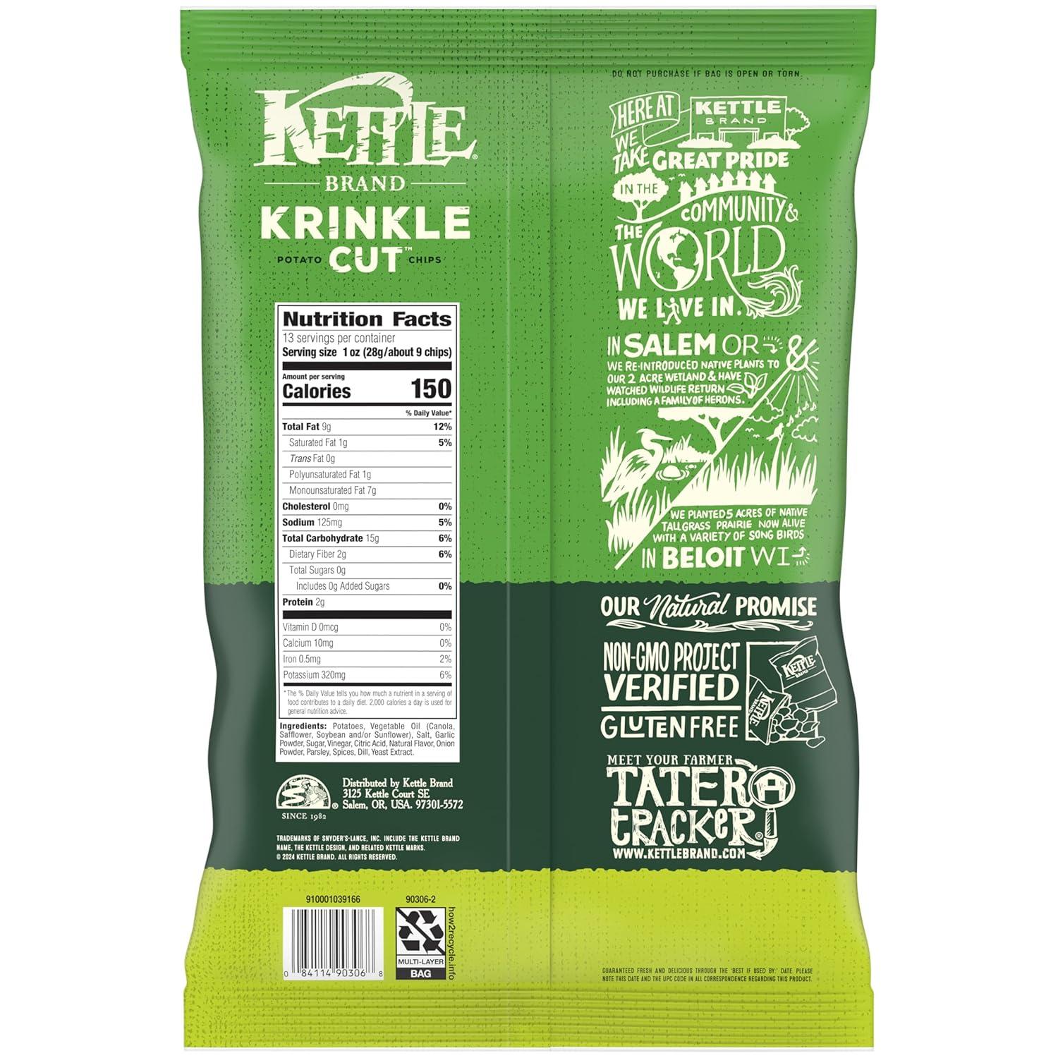 image:imageKettle Brand Potato Chips Krinkle Cut Dill Pickle Kettle Chips Party Size 13 Oz
