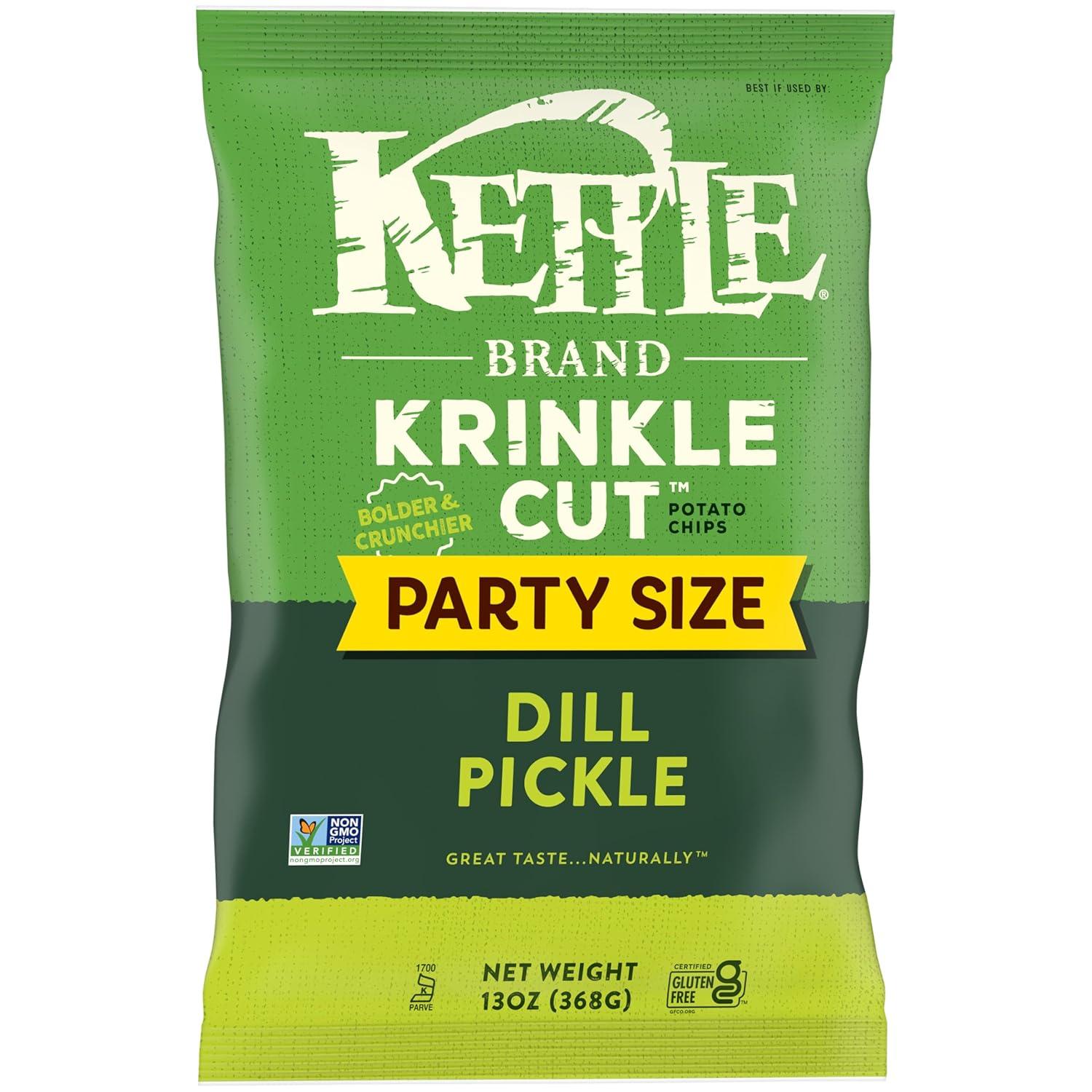 image:imageKettle Brand Potato Chips Krinkle Cut Dill Pickle Kettle Chips Party Size 13 Oz