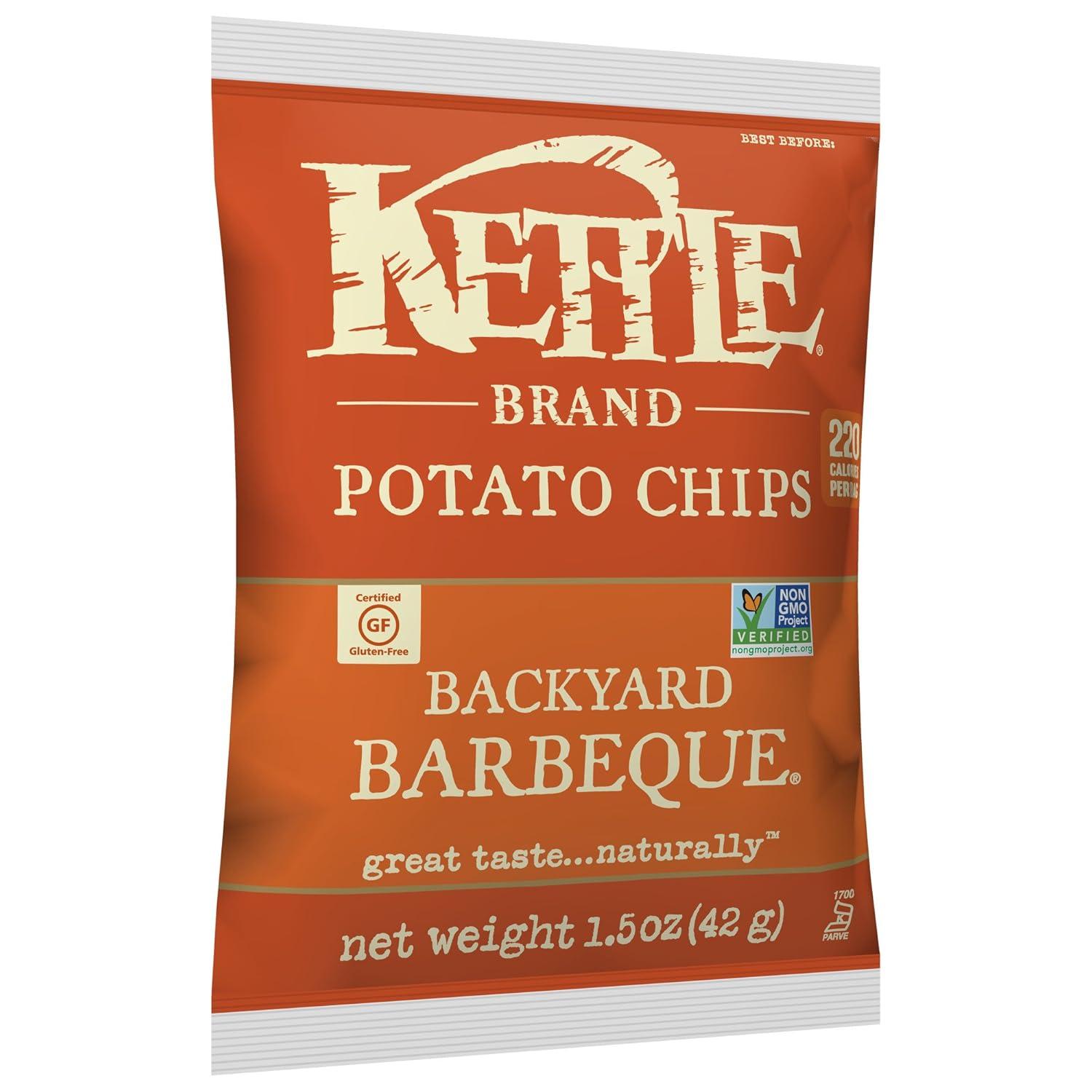 image:imageKettle Brand Potato Chips Krinkle Cut Dill Pickle Kettle Chips Snack Bag 2 OzBackyard Barbeque