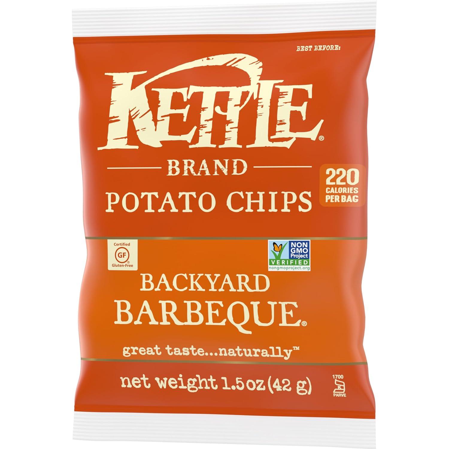 image:imageKettle Brand Potato Chips Krinkle Cut Dill Pickle Kettle Chips Snack Bag 2 OzBackyard Barbeque