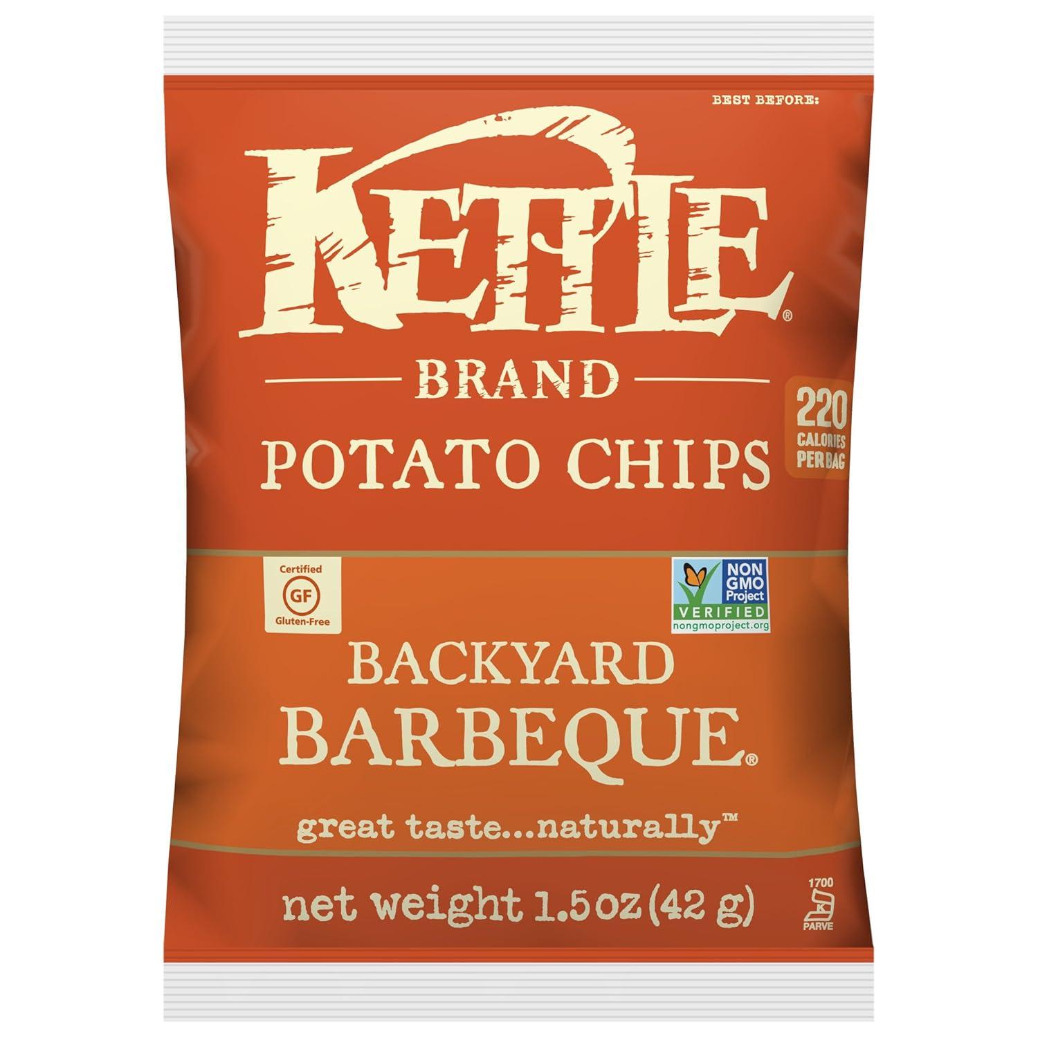 image:imageKettle Brand Potato Chips Krinkle Cut Dill Pickle Kettle Chips Snack Bag 2 OzBackyard Barbeque