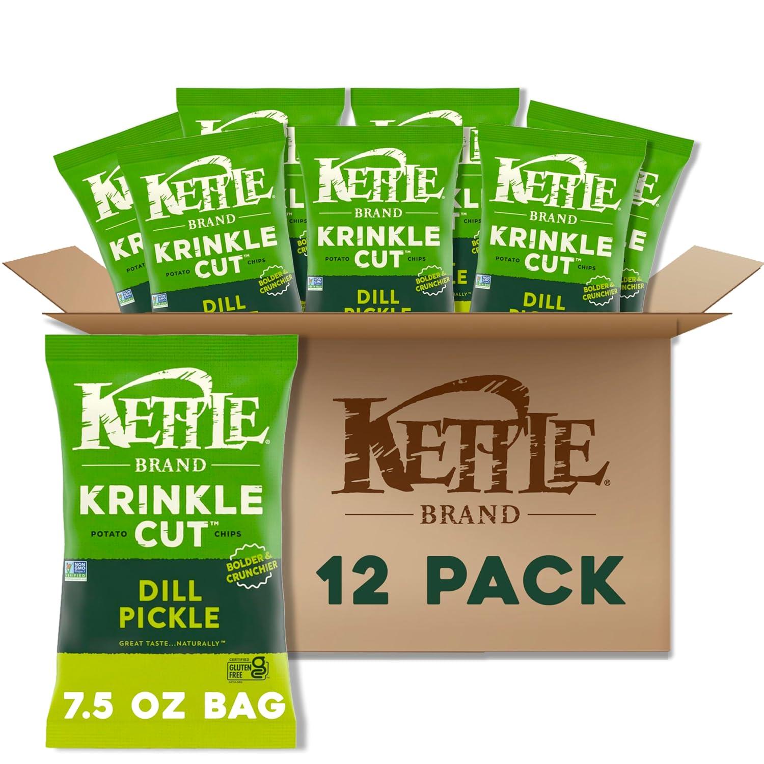 image:imageKettle Brand Potato Chips Krinkle Cut Dill Pickle Kettle Chips Snack Bag 2 OzDill Pickle