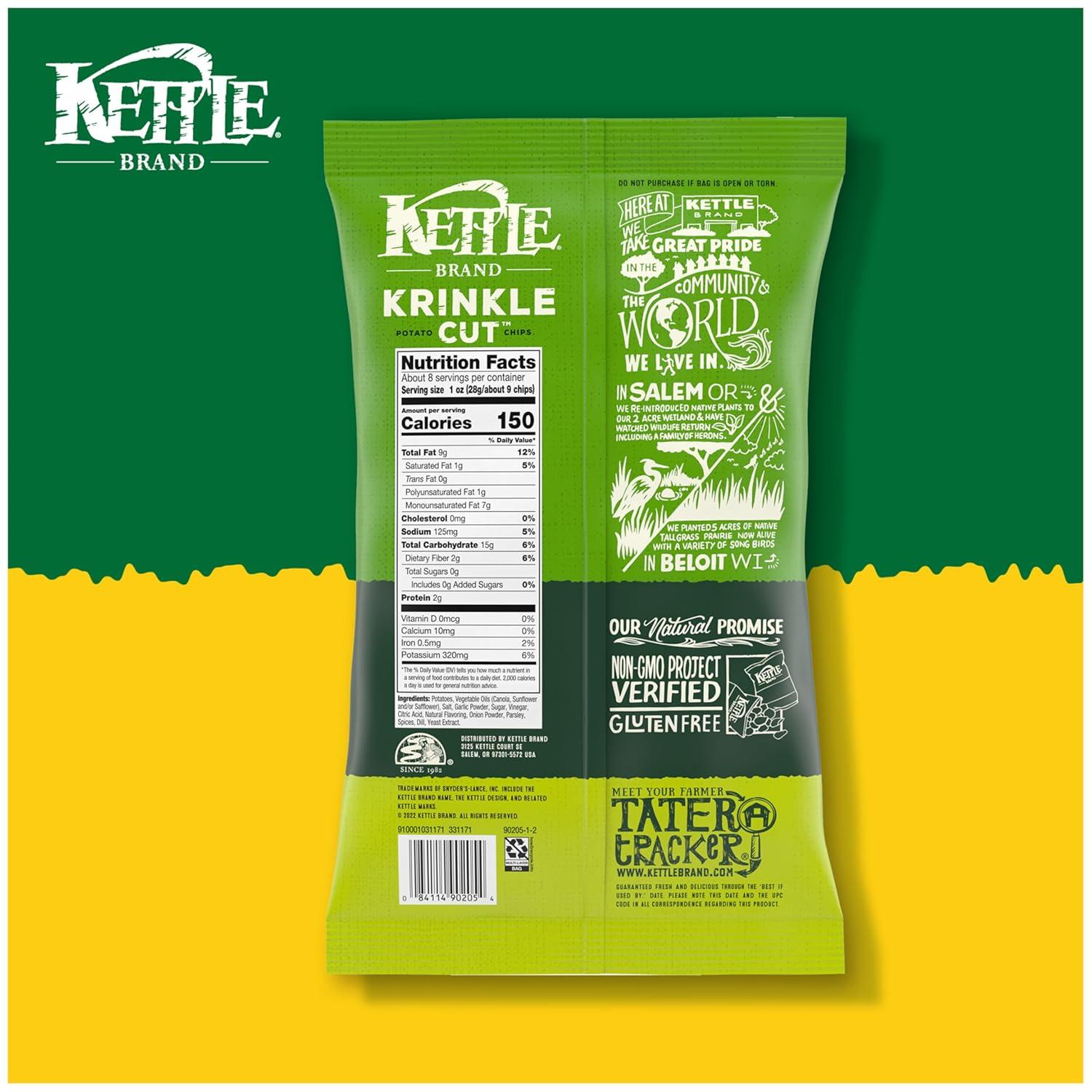image:imageKettle Brand Potato Chips Krinkle Cut Dill Pickle Kettle Chips Snack Bag 2 OzDill Pickle