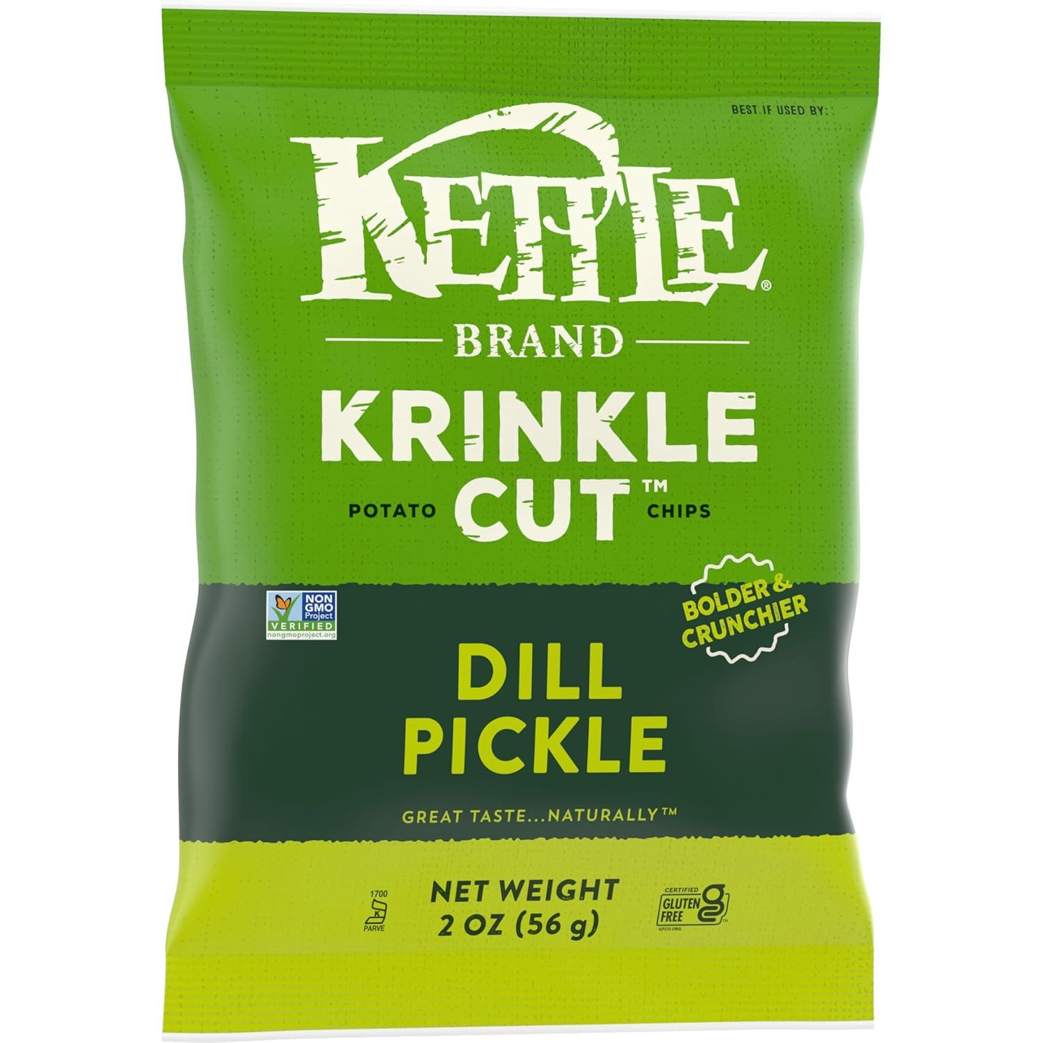image:imageKettle Brand Potato Chips Krinkle Cut Dill Pickle Kettle Chips Snack Bag 2 OzDill Pickle