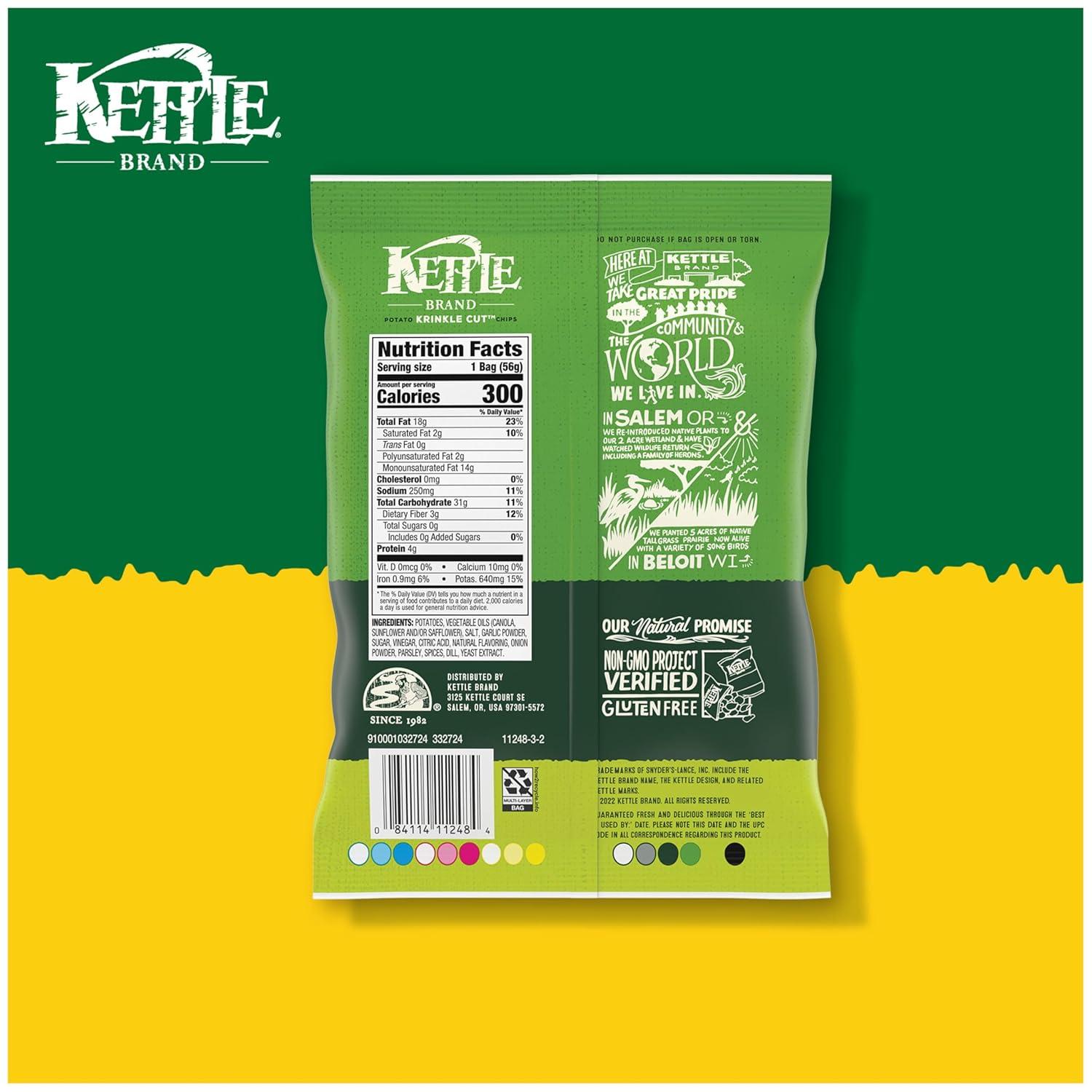image:imageKettle Brand Potato Chips Krinkle Cut Dill Pickle Kettle Chips Snack Bag 2 OzDill Pickle