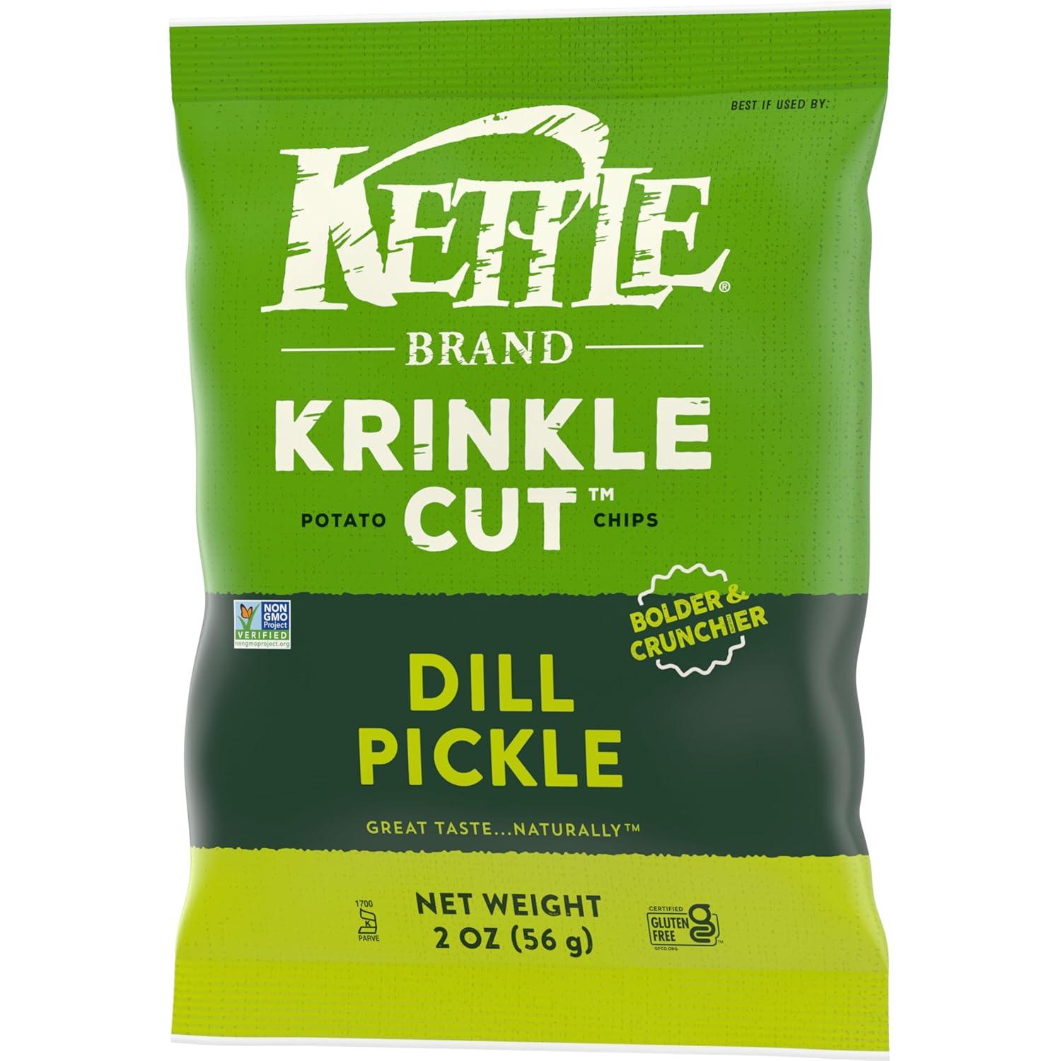 image:imageKettle Brand Potato Chips Krinkle Cut Dill Pickle Kettle Chips Snack Bag 2 OzDill Pickle