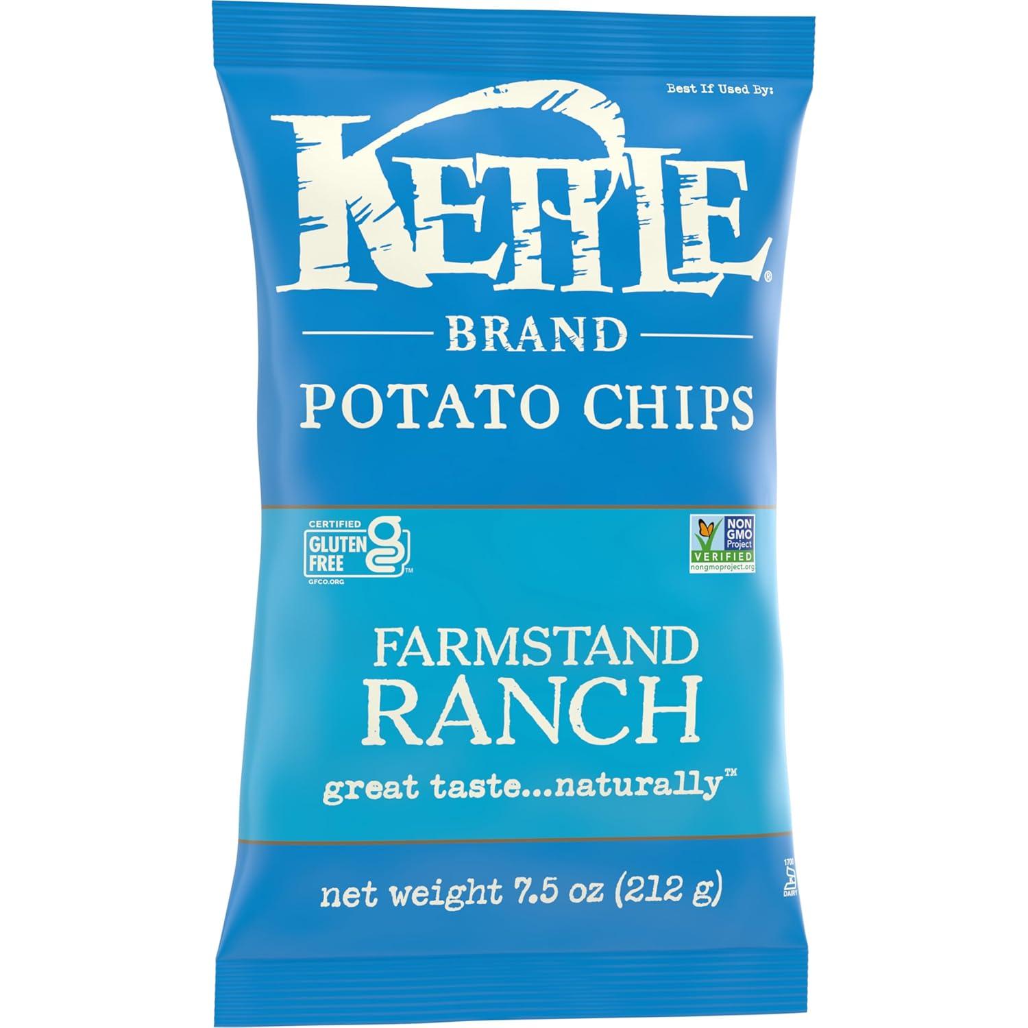 image:imageKettle Brand Potato Chips Krinkle Cut Dill Pickle Kettle Chips Snack Bag 2 OzFarmstand Ranch