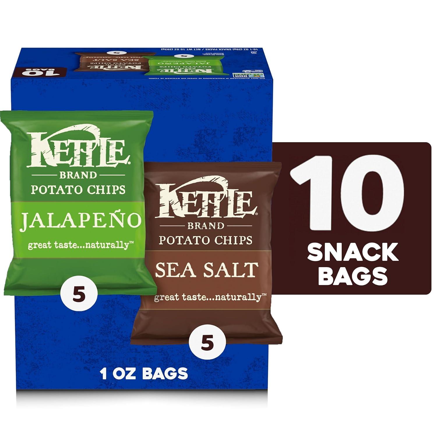 image:imageKettle Brand Potato Chips Krinkle Cut Dill Pickle Kettle Chips Snack Bag 2 OzJalapeno and Sea Salt Variety Pack