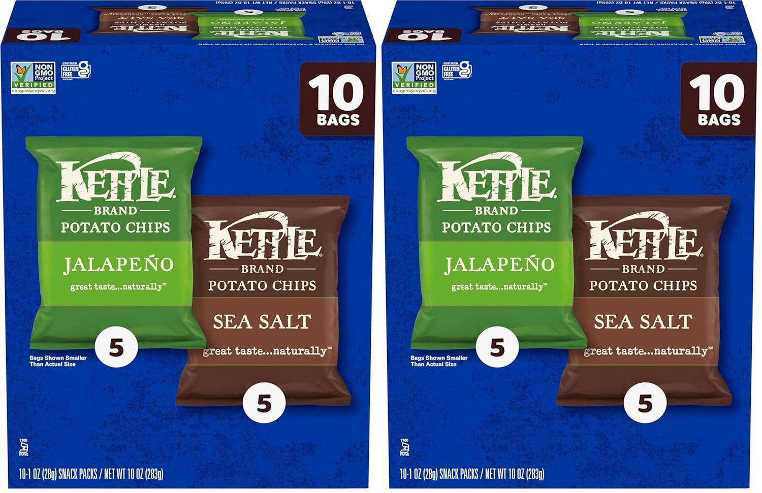 image:imageKettle Brand Potato Chips Krinkle Cut Dill Pickle Kettle Chips Snack Bag 2 OzJalapeno and Sea Salt Variety Pack