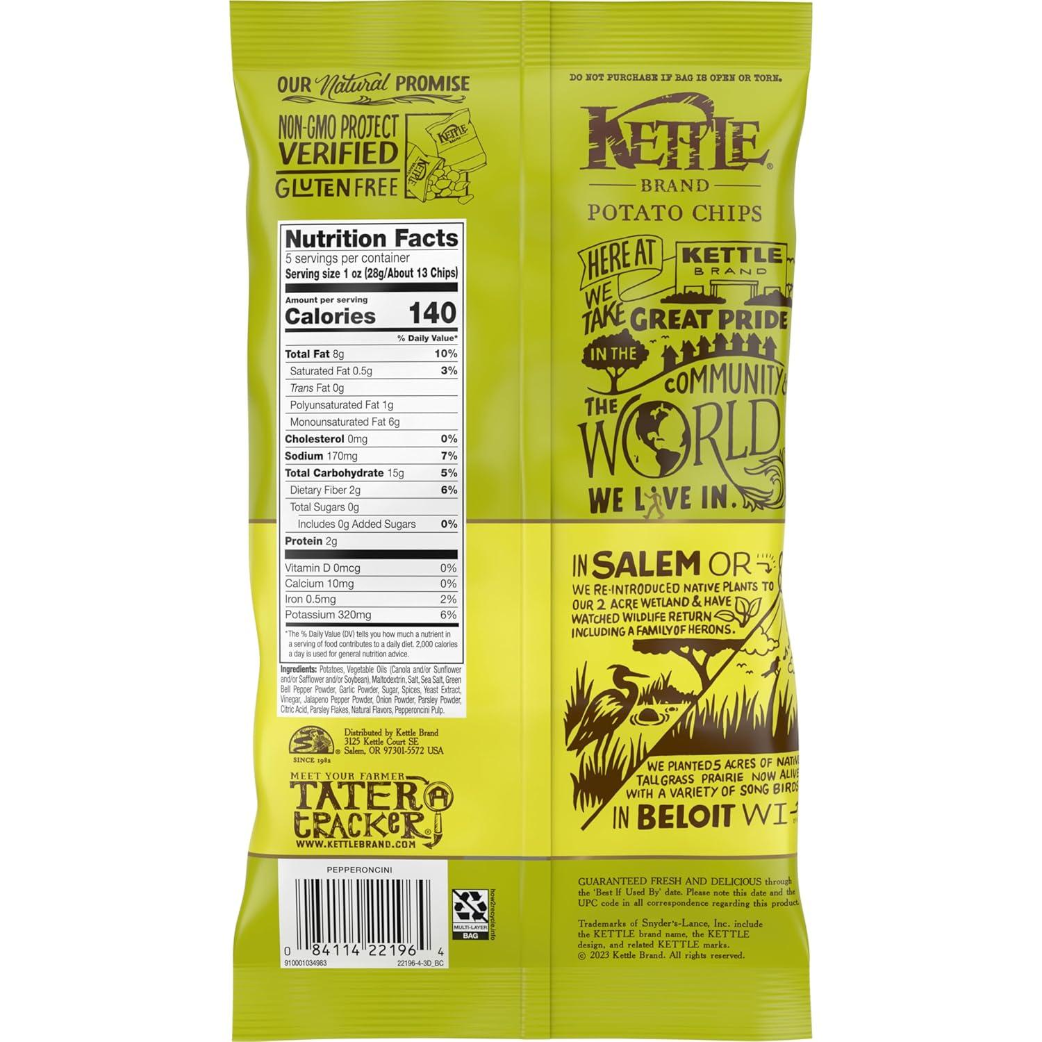image:imageKettle Brand Potato Chips Krinkle Cut Dill Pickle Kettle Chips Snack Bag 2 OzPepper