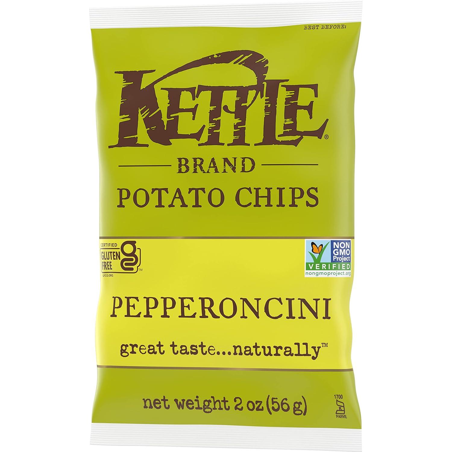 image:imageKettle Brand Potato Chips Krinkle Cut Dill Pickle Kettle Chips Snack Bag 2 OzPepperoncini