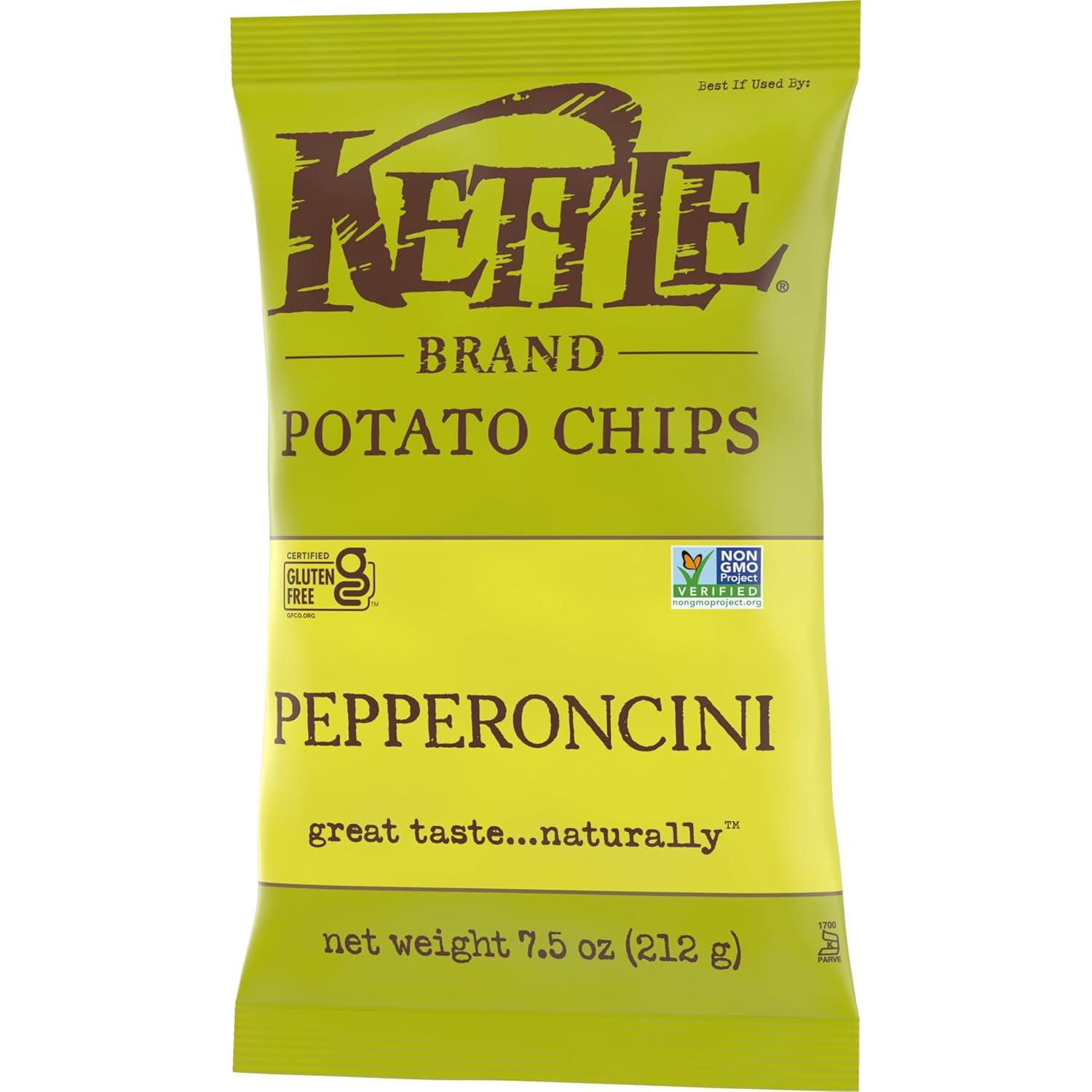 image:imageKettle Brand Potato Chips Krinkle Cut Dill Pickle Kettle Chips Snack Bag 2 OzPepperoncini