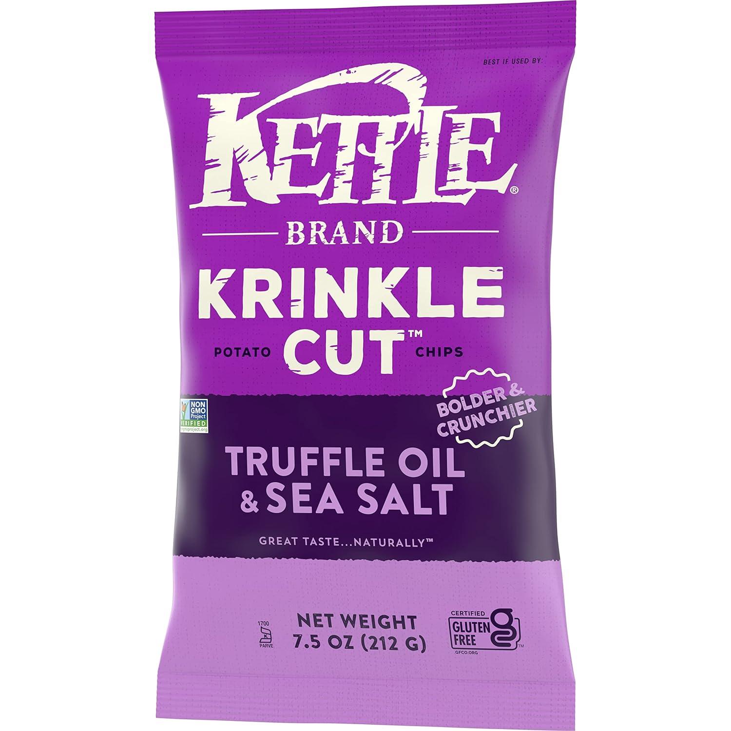 image:imageKettle Brand Potato Chips Krinkle Cut Dill Pickle Kettle Chips Snack Bag 2 OzTruffle Oil Sea Salt