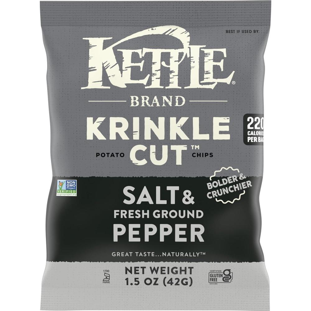 image:imageKettle Brand Krinkle Cut Salt and Fresh Ground Pepper Kettle Potato Chips GlutenFree NonGMO 75 oz BagKrinkle Cut Salt  Fresh Ground Pepper