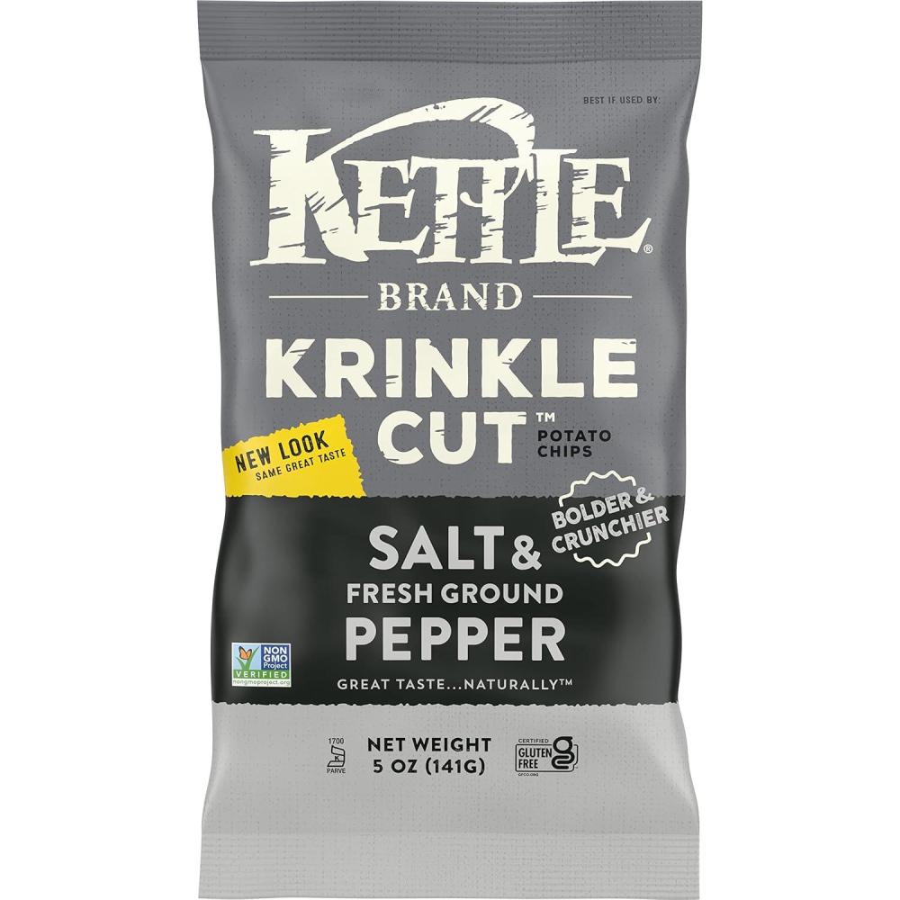 image:imageKettle Brand Krinkle Cut Salt and Fresh Ground Pepper Kettle Potato Chips GlutenFree NonGMO 75 oz BagSalt and Fresh Ground Pepper