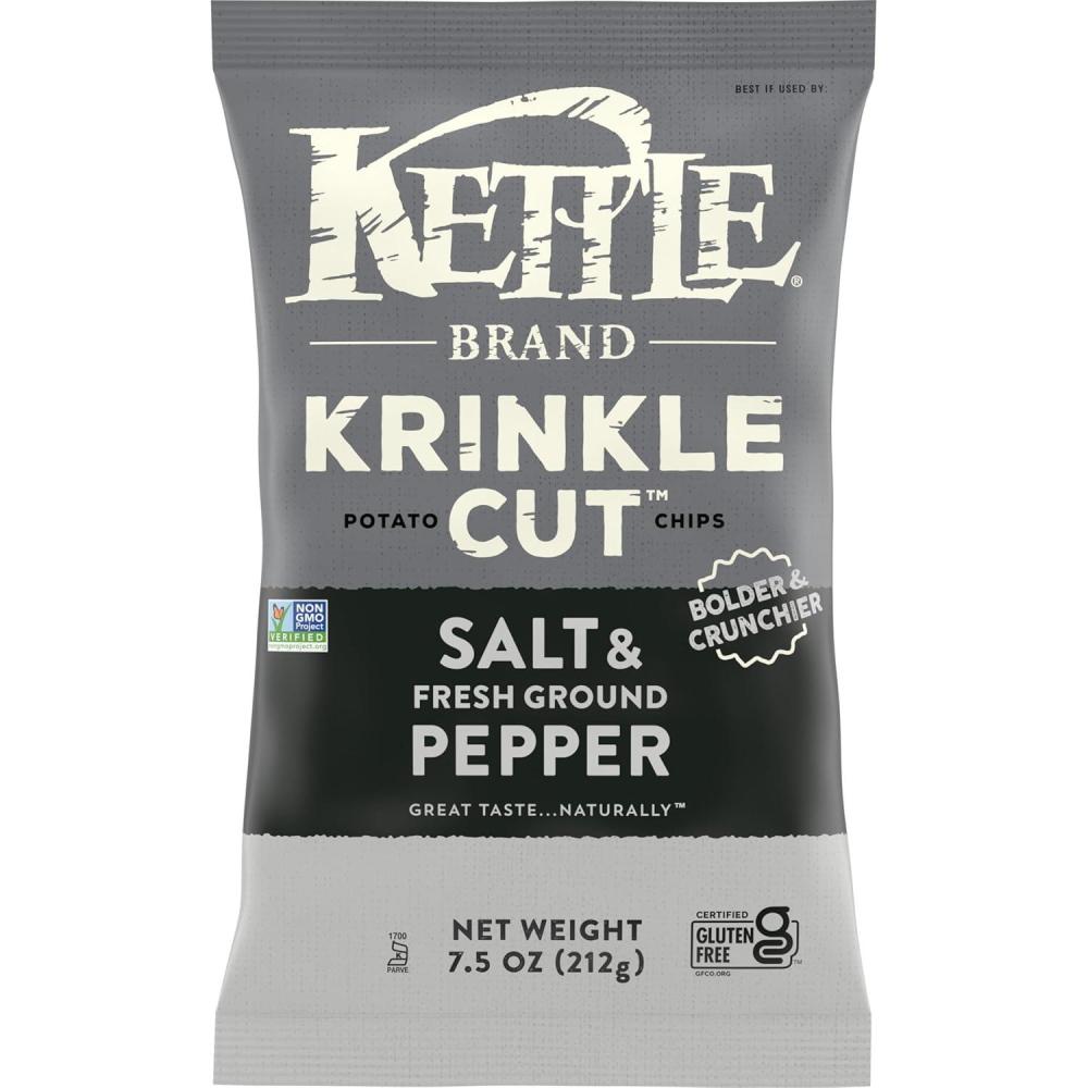 image:imageKettle Brand Krinkle Cut Salt and Fresh Ground Pepper Kettle Potato Chips GlutenFree NonGMO 75 oz BagSalt and Pepper