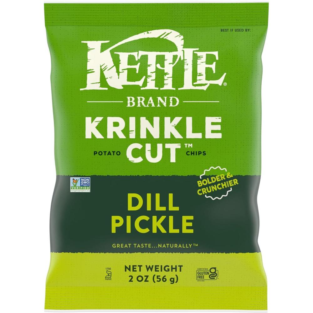 image:imageKettle Brand Potato Chips Krinkle Cut Dill Pickle Kettle Chips Snack Bag 2 OzDill Pickle