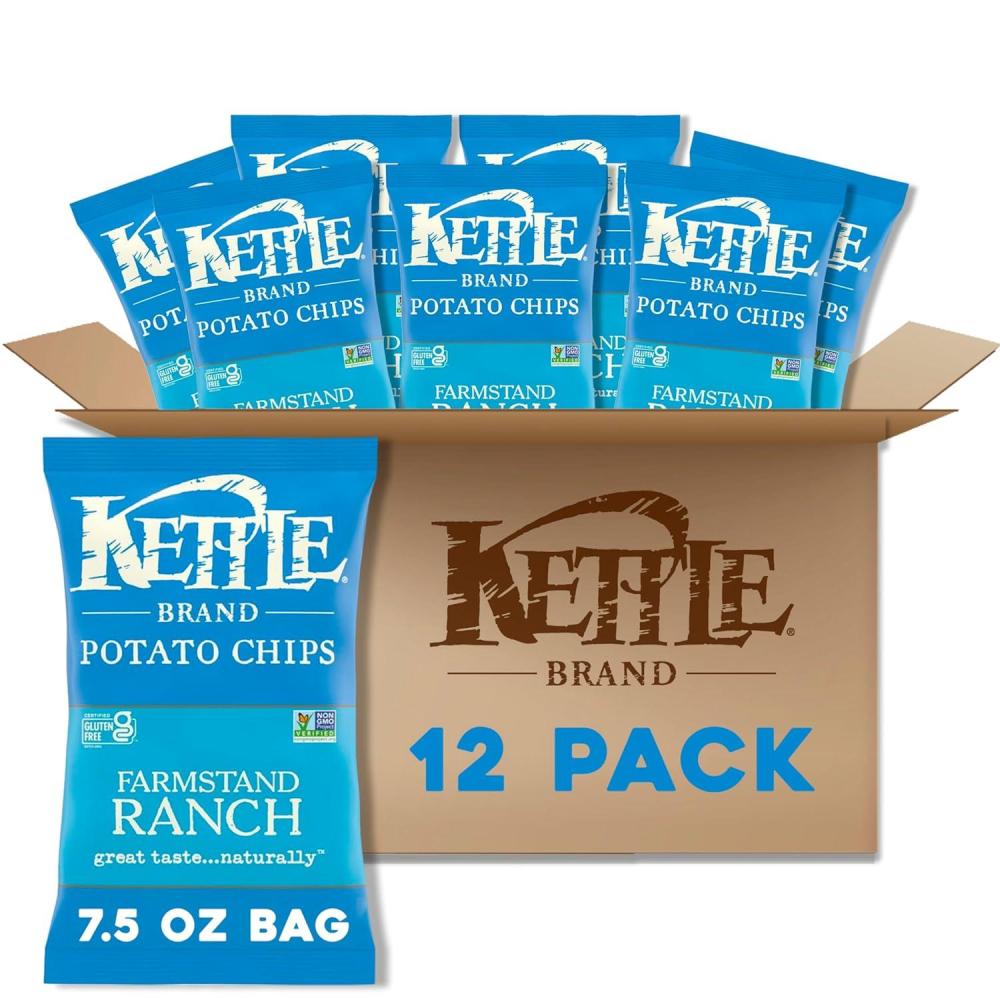 image:imageKettle Brand Potato Chips Krinkle Cut Dill Pickle Kettle Chips Snack Bag 2 OzFarmstand Ranch