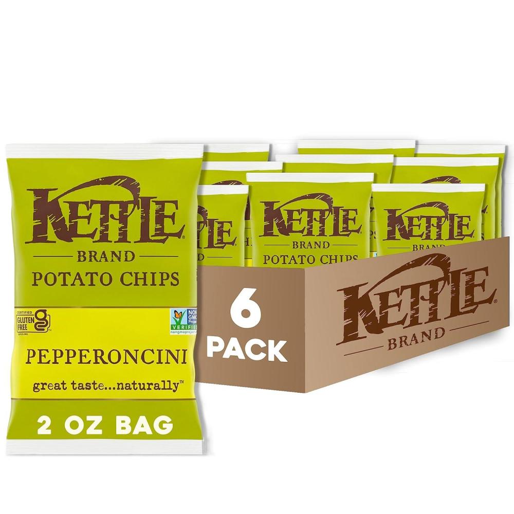 image:imageKettle Brand Potato Chips Krinkle Cut Dill Pickle Kettle Chips Snack Bag 2 OzPepperoncini
