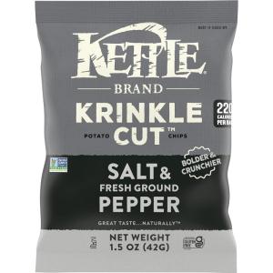 Kettle Brand Krinkle Cut Salt and Fresh Ground Pepper Kettle Potato Chips, Gluten-Free, Non-GMO, 7.5 oz Bag(Krinkle Cut Salt & Fresh Ground Pepper)