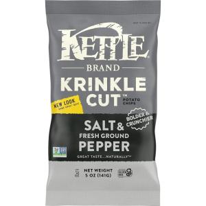 Kettle Brand Krinkle Cut Salt and Fresh Ground Pepper Kettle Potato Chips, Gluten-Free, Non-GMO, 7.5 oz Bag(Salt and Fresh Ground Pepper)