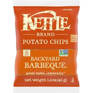 Kettle Brand Potato Chips, Krinkle Cut, Dill Pickle Kettle Chips, Snack Bag 2 Oz(Backyard Barbeque)