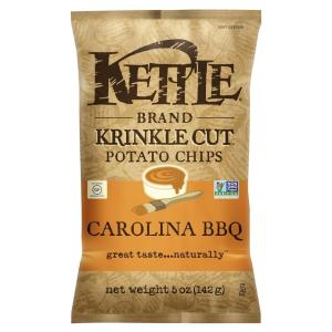 Kettle Brand Potato Chips, Krinkle Cut, Dill Pickle Kettle Chips, Snack Bag 2 Oz(Carolina BBQ)