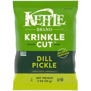 Kettle Brand Potato Chips, Krinkle Cut, Dill Pickle Kettle Chips, Snack Bag 2 Oz(Dill Pickle)