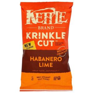 Kettle Brand Potato Chips, Krinkle Cut, Dill Pickle Kettle Chips, Snack Bag 2 Oz(Habanero)