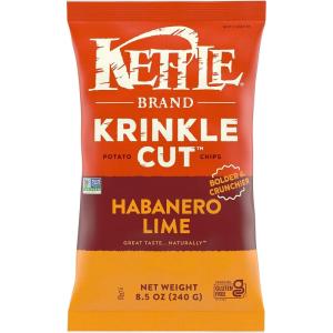 Kettle Brand Potato Chips, Krinkle Cut, Dill Pickle Kettle Chips, Snack Bag 2 Oz(Habanero Lime)