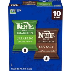 Kettle Brand Potato Chips, Krinkle Cut, Dill Pickle Kettle Chips, Snack Bag 2 Oz(Jalapeno and Sea Salt Variety Pack)