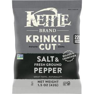 Kettle Brand Potato Chips, Krinkle Cut, Dill Pickle Kettle Chips, Snack Bag 2 Oz(Krinkle Cut Salt & Fresh Ground Pepper)