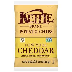 Kettle Brand Potato Chips, Krinkle Cut, Dill Pickle Kettle Chips, Snack Bag 2 Oz(New York Cheddar)