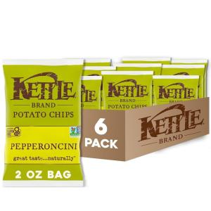 Kettle Brand Potato Chips, Krinkle Cut, Dill Pickle Kettle Chips, Snack Bag 2 Oz(Pepperoncini)